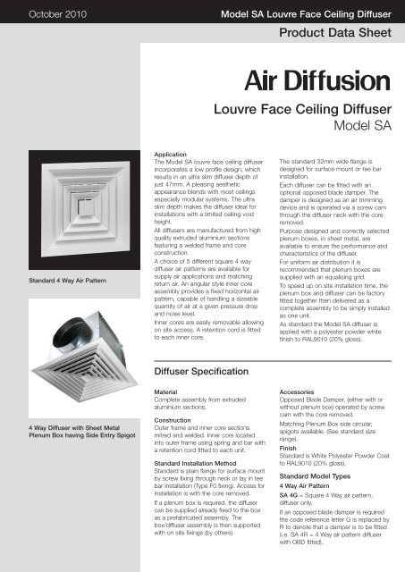 Louvre Face Ceiling Diffuser Air Diffusion