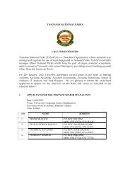 Call for interview - Tanzania National Parks