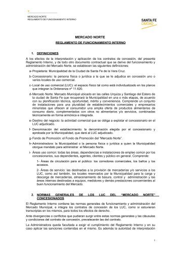 REGLAMENTO DE FUNCIONAMIENTO INTERNO - Santa Fe Ciudad