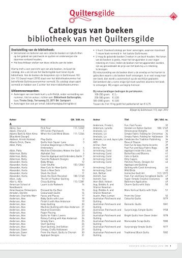 Catalogus van boeken bibliotheek van het Quiltersgilde