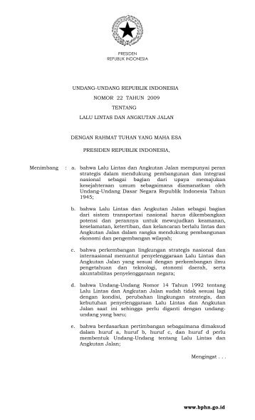 Undang Nomor 22 Tahun 2009 - Bphn