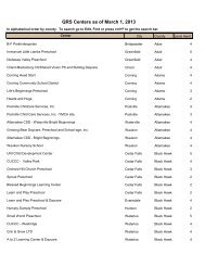 QRS Centers as of March 1, 2013