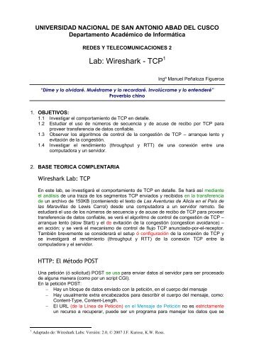 Lab: Wireshark - TCP1 - Universidad Nacional de San Antonio Abad ...