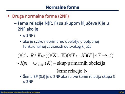 Projektovanje relacione Å¡eme baze podataka