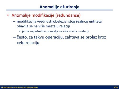 Projektovanje relacione Å¡eme baze podataka