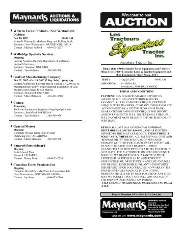 Signature Tractor Inc. - Maynards Industries