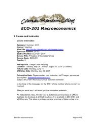 ECO-201 Macroeconomics Syllabus - Colorado Mountain College