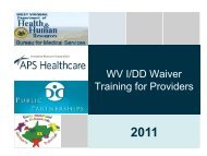 WV I/DD Waiver Training for Providers - DHHR
