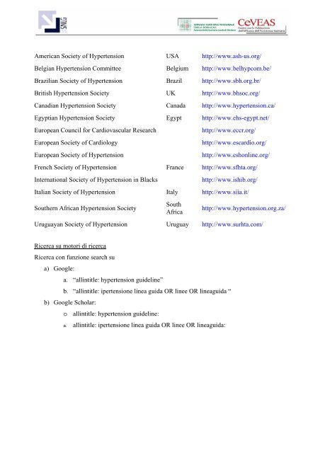 Metodologia - Sistema Nazionale Linee Guida