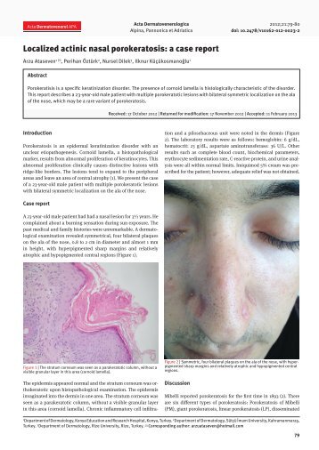 Localized actinic nasal porokeratosis: a case report
