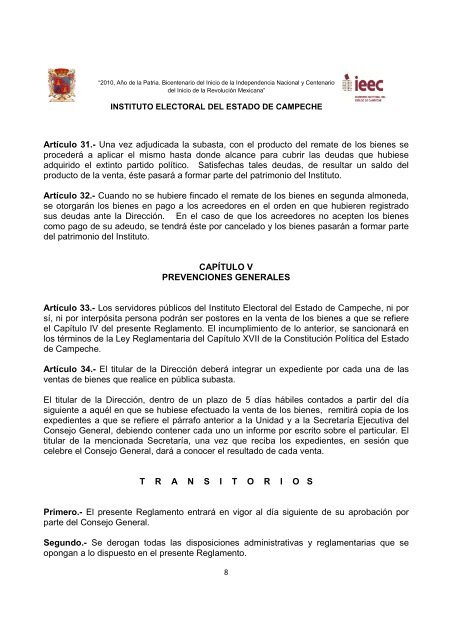 anexo Ãºnico reglamento para la liquidaciÃ³n y destino de los bienes ...