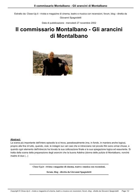 Il commissario Montalbano - Gli arancini di Montalbano - Close-Up.it