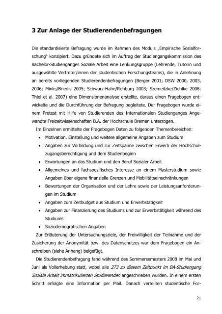 Studierendenbefragung Soziale Arbeit BA. Forschungsbericht. HS ...