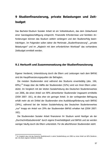 Studierendenbefragung Soziale Arbeit BA. Forschungsbericht. HS ...