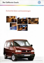 Technische Daten undAusstattungen - VW Westfalia T4 Info Site