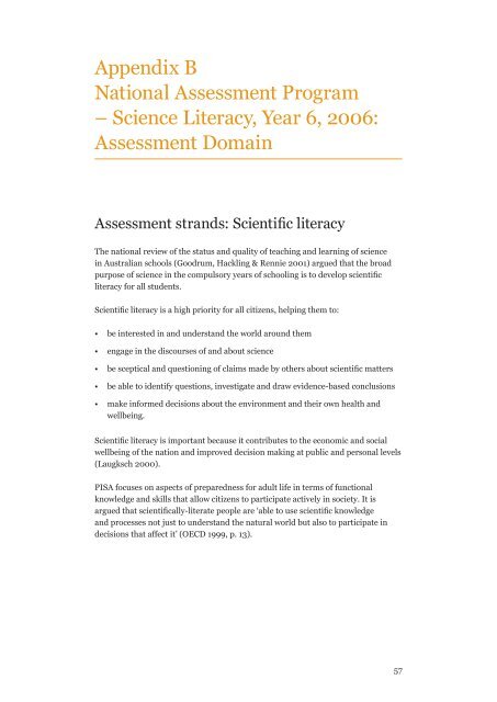 Science Literacy 2006 school release materials - NAP