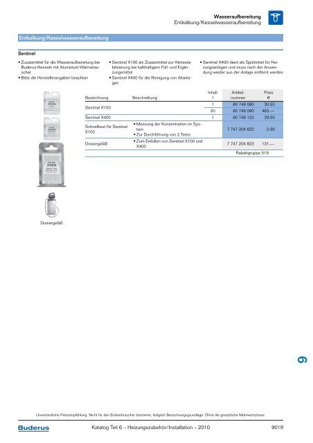 Kapitel 9 Brauchwasserarmaturen Wasseraufbereitung - Buderus