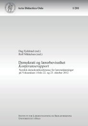 Demokrati og lÃ¦rerbevissthet Konferanserapport - Universitetet i Oslo
