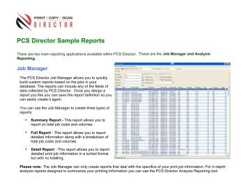 PCS Director Sample Reports - Print Audit