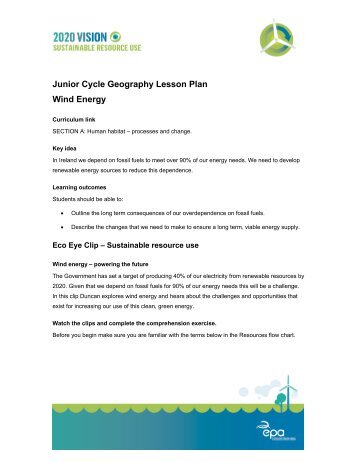 Junior Cycle Geography Lesson Plan