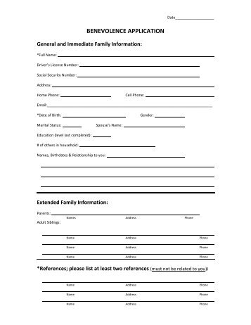 BENEVOLENCE APPLICATION - Bethany Community Church