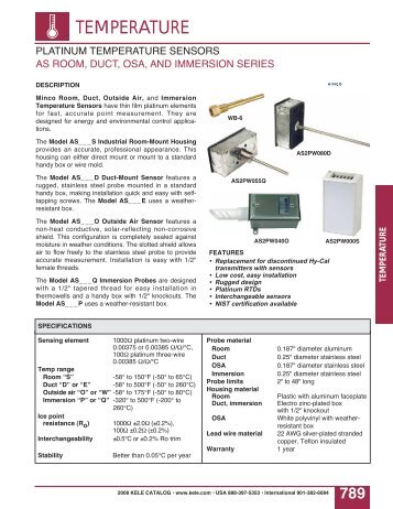 Catalog Page: Platinum Temperature Sensors - Kele