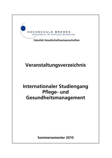 Deckblatt ISPG SoSe 2010 - Hochschule Bremen