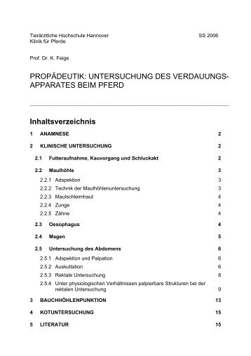 UNTERSUCHUNG DES VERDAUUNGS