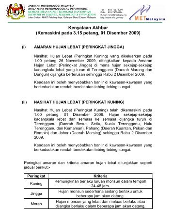 KENYATAAN MEDIA - Jabatan Meteorologi Malaysia