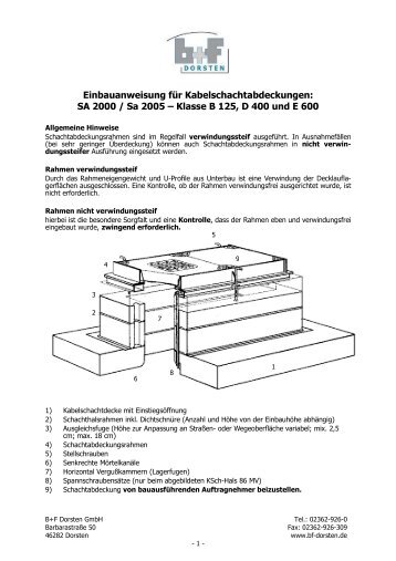 Einbauanweisung fÃ¼r Schachtabdeckung - B+F Dorsten