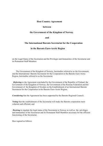 Host Country Agreement between the Government of the Kingdom ...