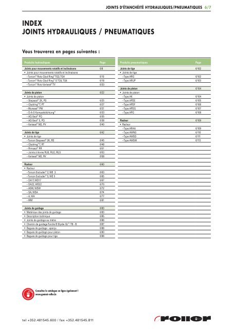 Joints hydrauliques/pneumatiques - Roller Belgium