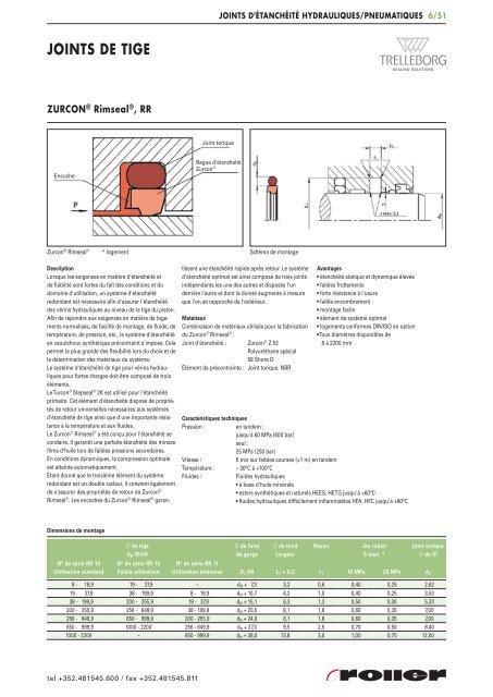 Joints hydrauliques/pneumatiques - Roller Belgium