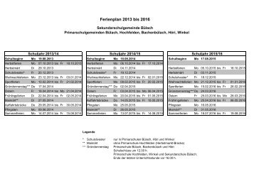 Ferienplan 2013 bis 2016