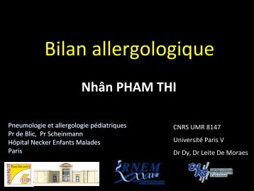 Bilan allergologique - SociÃ©tÃ© pÃ©diatrique de pneumologie et d ...