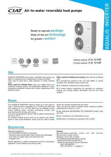 Air-to-water reversible heat pumps - Euroconfort