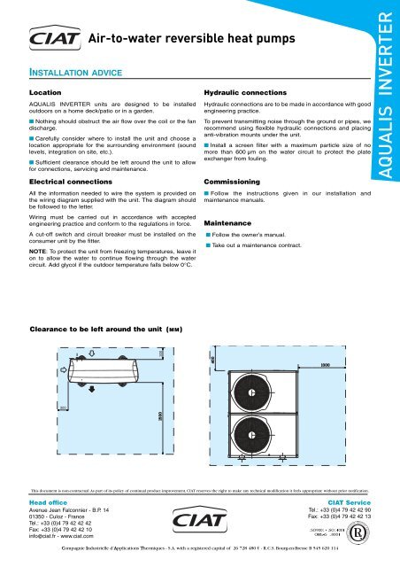 Air-to-water reversible heat pumps - Euroconfort