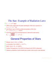 The Sun: Example of Radiation Laws General Properties of Stars