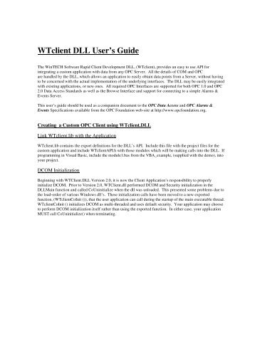 WTclient DLL User's Guide