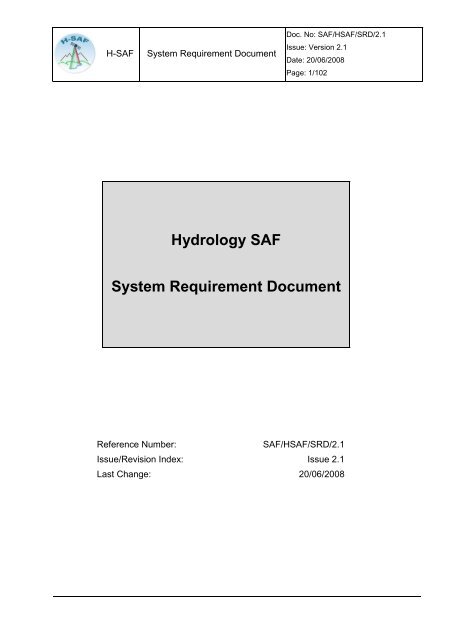 System Requirement Document (SRD) - H-SAF