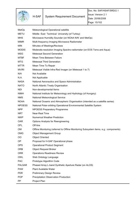 System Requirement Document (SRD) - H-SAF