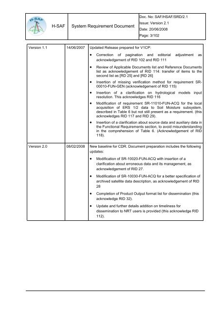 System Requirement Document (SRD) - H-SAF