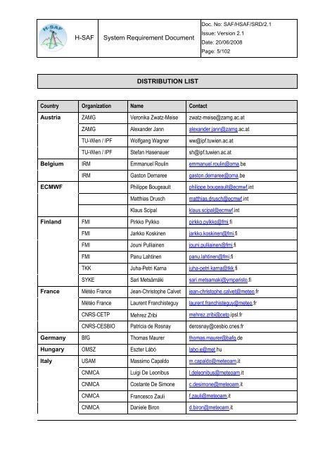 System Requirement Document (SRD) - H-SAF