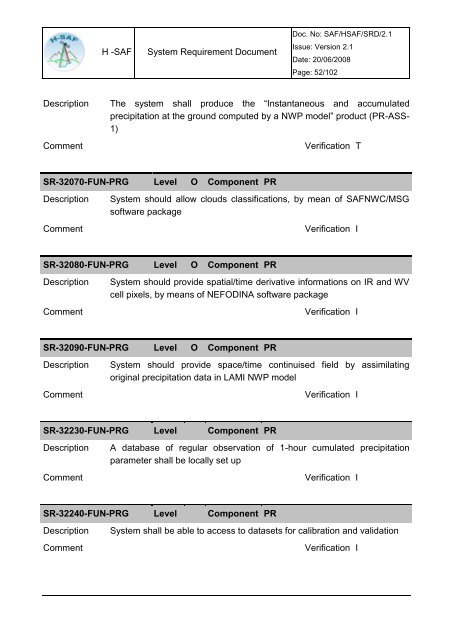 System Requirement Document (SRD) - H-SAF