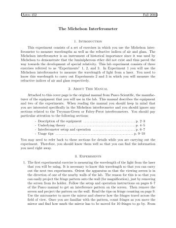 The Michelson Interferometer