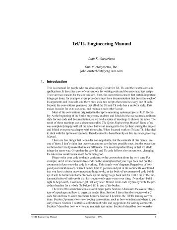 Tcl/Tk Engineering Manual - Tcl SourceForge Project