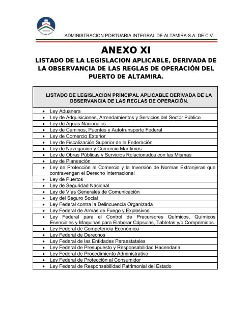 ANEXO XI - Puerto de Altamira