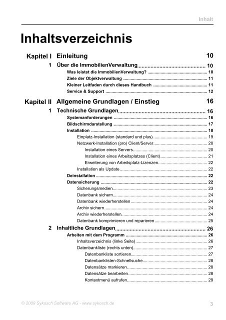 Sykosch ImmobilienVerwaltung 2010 ... - von Sykosch