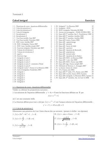 Calcul intÃ©gral Exercices - Laroche - Free