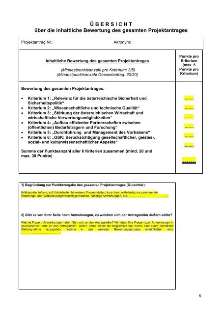 Bewertungsformular fÃ¼r Gutachter - KIRAS Sicherheitsforschung